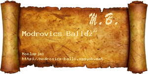 Modrovics Balló névjegykártya